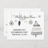 Elegant Silver en Black Holiday Open House | Feestdagenkaart (Voorkant / Achterkant)