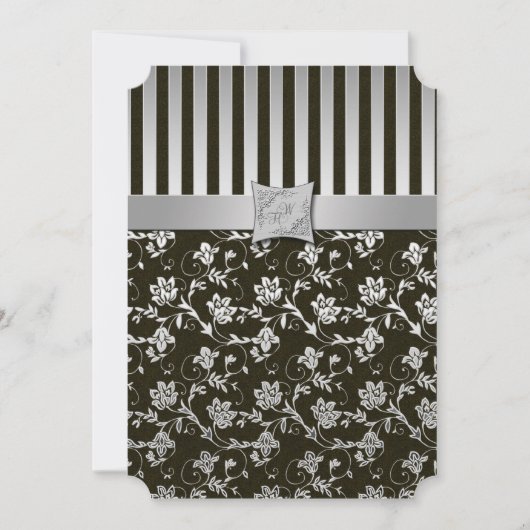 Elegant Silver en Black Invitation Kaart (Voorkant)