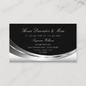 Elegant Silver en Black met Sparkle Diamond Chic Visitekaartje (Achterkant)