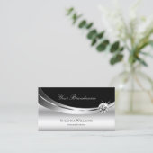Elegant Silver en Black met Sparkle Diamond Chic Visitekaartje (Staand voorkant)