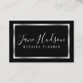 Elegant Silver en Black Minimalistisch Visitekaart Visitekaartje (Voorkant)