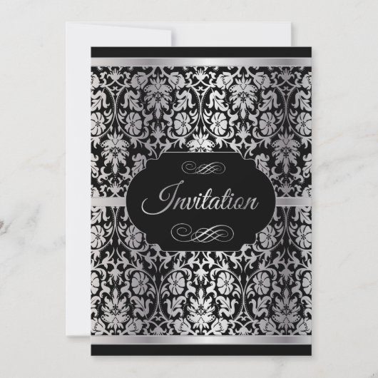 Elegant Silver en Black Party Celebration Kaart (Voorkant)