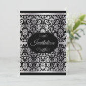 Elegant Silver en Black Party Celebration Kaart (Staand voorkant)