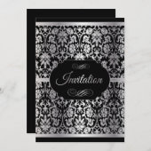 Elegant Silver en Black Party Celebration Kaart (Voorkant / Achterkant)