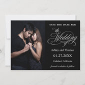 Elegant Silver en Black Photo Save the Date (Voorkant)