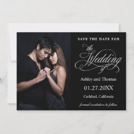 Elegant Silver en Black Photo Save the Date