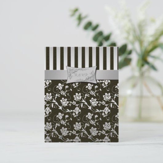 Elegant Silver en Black RSVP-kaart Kaart (Staand voorkant)