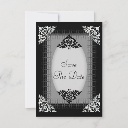 Elegant Silver en Black Save the Date Wedding (Voorkant)