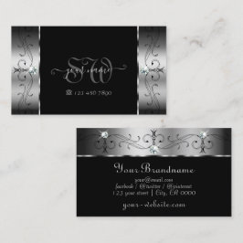 Elegant Silver en Black Squiggings Jewels Monogram Visitekaartje