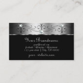 Elegant Silver en Black Squiggings Jewels Monogram Visitekaartje (Achterkant)