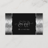 Elegant Silver en Black Squiggings Jewels Monogram Visitekaartje (Voorkant)