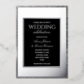 Elegant Silver en Black Wedding Folie Uitnodiging (Voorkant)