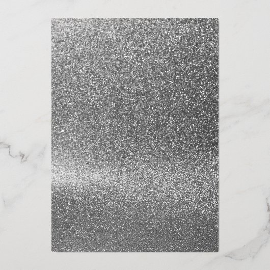 Elegant Silver en Black Wedding Folie Uitnodiging (Achterkant)