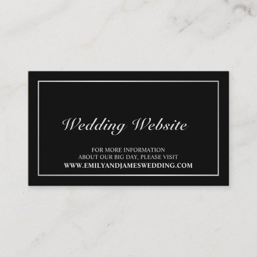 Elegant Silver en Black Wedding Informatiekaartje (Voorkant)