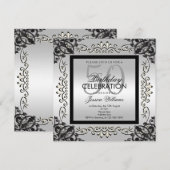 Elegant Silver en Black Women's 50th Birthday Kaart (Voorkant / Achterkant)