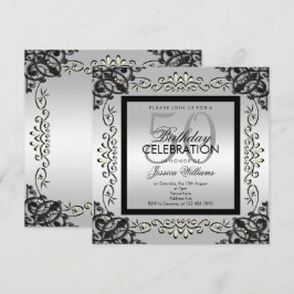 Elegant Silver en Black Women's 50th Birthday Kaart