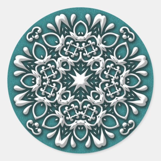 Elegant Silver en Blauwgroen Kerst sticker (Voorkant)