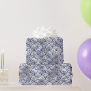 Elegant Silver en Blue Art Deco Cadeaupapier