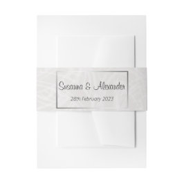 Elegant Silver en Damask Wedding Uitnodigingen Wikkel