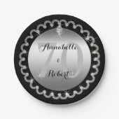 Elegant Silver en Diamonds 70e Jubileum Papieren Bordje (Voorkant)