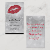 Elegant Silver en glanzend met Red Lips Visitekaartje (Voorkant / Achterkant)