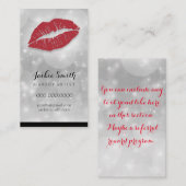 Elegant Silver en glanzend met Red Lips Visitekaartje (Voorkant / Achterkant)