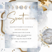 Elegant Silver en Gold Celestial Sweet Sixteen Kaart