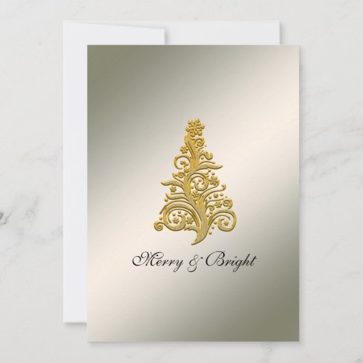 Elegant Silver en Gold Kerstmis Boom Kaart (Achterkant)