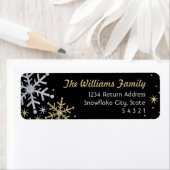 Elegant Silver en Gold Snowflake Return Address Etiket (Insitu)