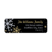 Elegant Silver en Gold Snowflake Return Address Etiket (Voorkant)