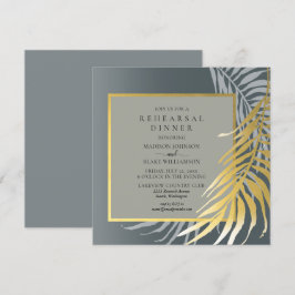 Elegant Silver en Gold Tropical Rehearings Dinner Kaart