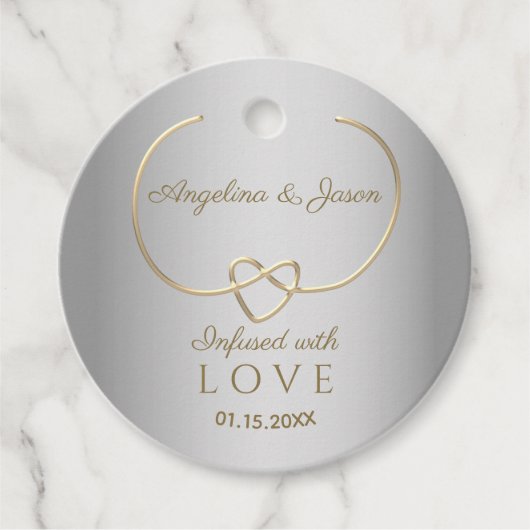 Elegant Silver en Gold Wedding Bedankjes Labels (Voorkant)