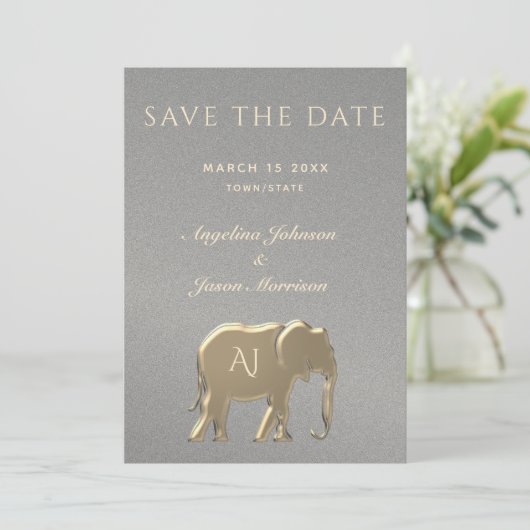 Elegant Silver en Gold Wedding Save The Date (Staand voorkant)