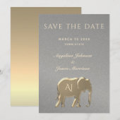 Elegant Silver en Gold Wedding Save The Date (Voorkant / Achterkant)
