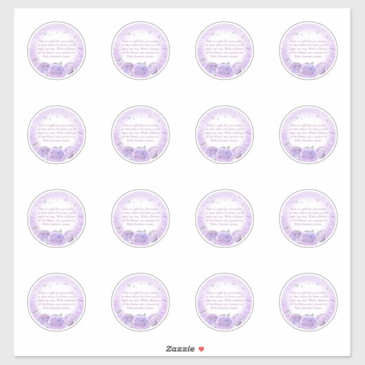 Elegant Silver en Light Paars Roos Butterfly Sticker (Vel)