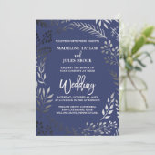Elegant Silver en Navy | Lafy Lijst Weddenschap Kaart (Staand voorkant)
