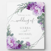Elegant Silver en Paarse Floral Eucalyptus Wedding Fotoplaat (Voorkant)