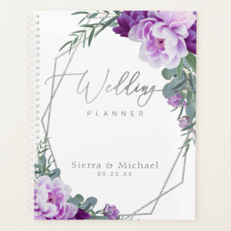 Elegant Silver en Paarse Floral Eucalyptus Wedding Planner