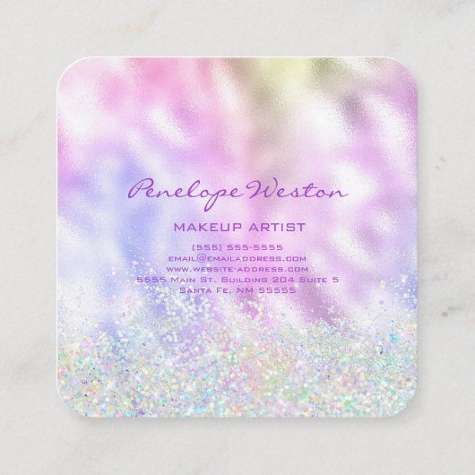 Elegant Silver en Paarse pasta Vierkante Visitekaartje (Achterkant)