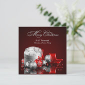 Elegant Silver en Red Corporate Kerstparty Kaart (Staand voorkant)