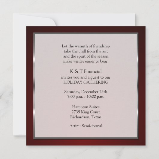 Elegant Silver en Red Corporate Kerstparty Kaart (Achterkant)