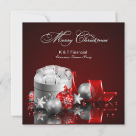 Elegant Silver en Red Corporate Kerstparty Kaart