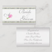 Elegant Silver en Roze Rose Informatiekaartje (Voorkant / Achterkant)