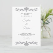 Elegant Silver en White Art Deco Wedding Kaart (Staand voorkant)