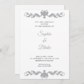 Elegant Silver en White Art Deco Wedding Kaart (Voorkant / Achterkant)