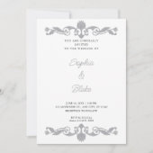 Elegant Silver en White Art Deco Wedding Kaart (Voorkant)