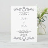 Elegant Silver en White Art Deco Wedding Kaart (Staand voorkant)