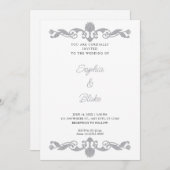 Elegant Silver en White Art Deco Wedding Kaart (Voorkant / Achterkant)