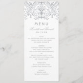 Elegant Silver en White Glamor Wedding Menu (Voorkant)