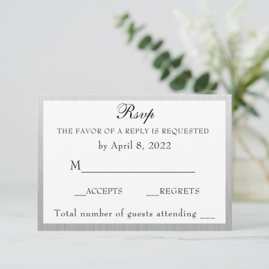 Elegant Silver en White Jubileum RSVP (Staand voorkant)